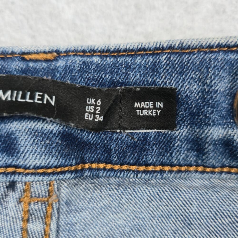 Karen Millen Womens Size 2 High Waist Jeans Grommet Waistband 26x26 - Picture 11 of 16